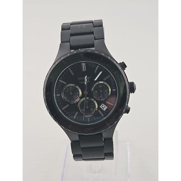 Men's Rare DKNY Ceramic Blackout Multifunction Quartz Watch New Battery Runs - Picture 6 of 11